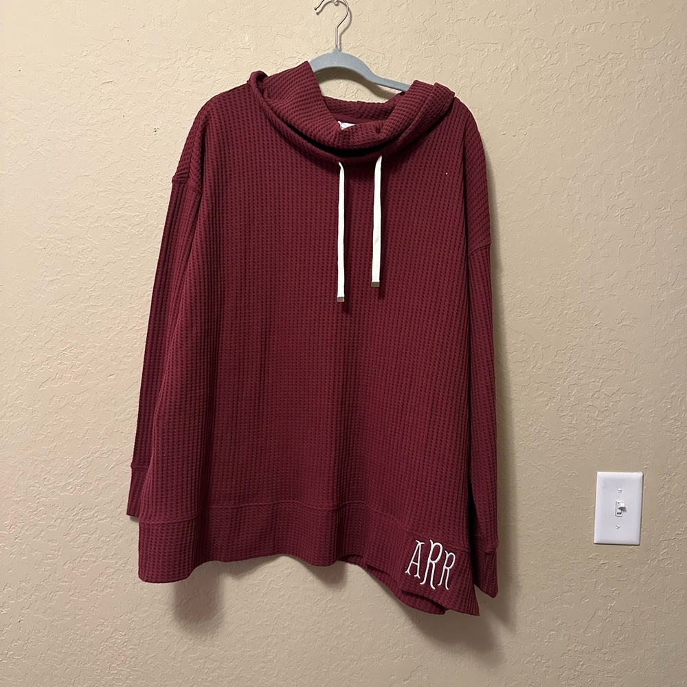 Burgundy Women Monogrammed Turtleneck Sweater NWOT